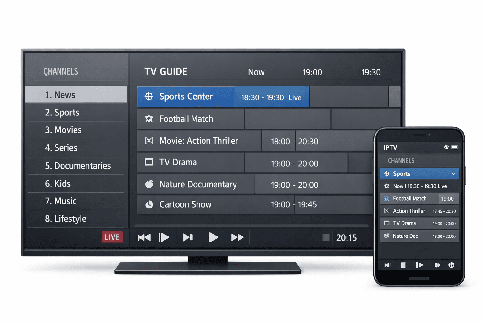 Photo IPTV Player interface